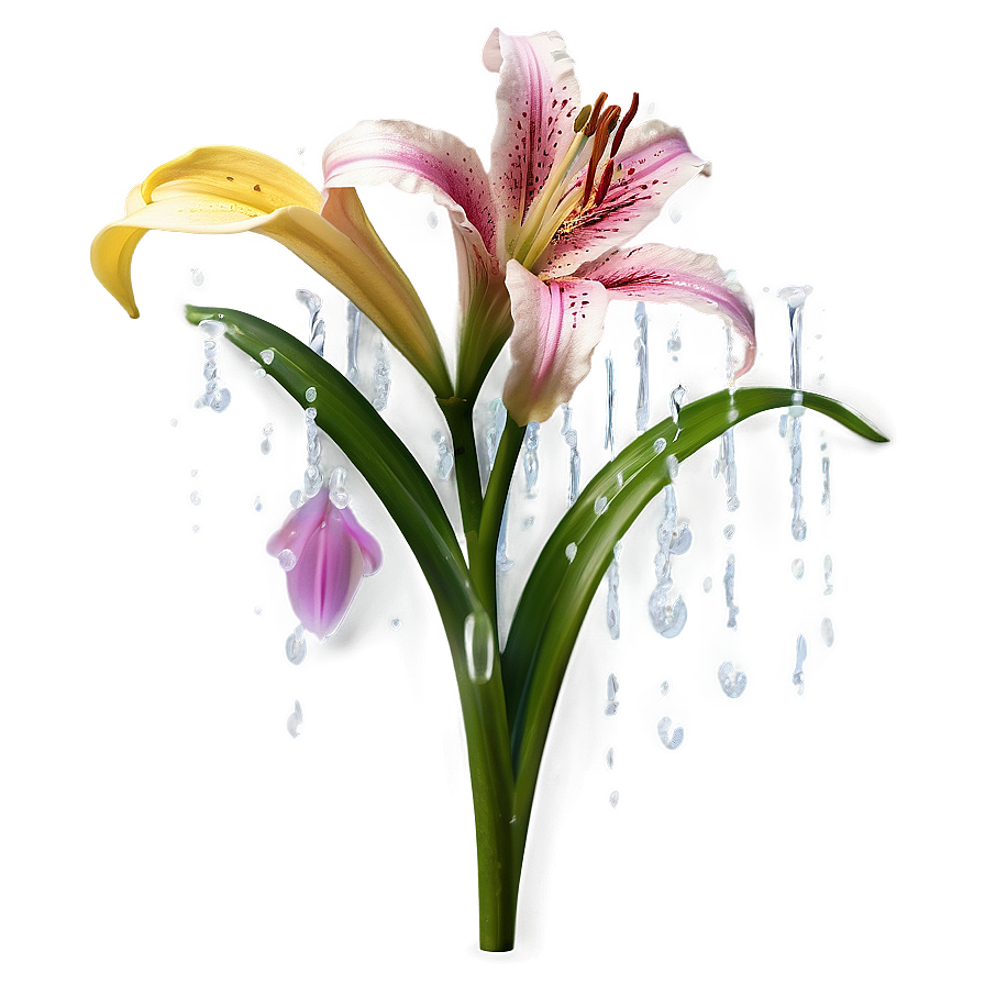 Lily Flower In Rain Png 06272024 PNG