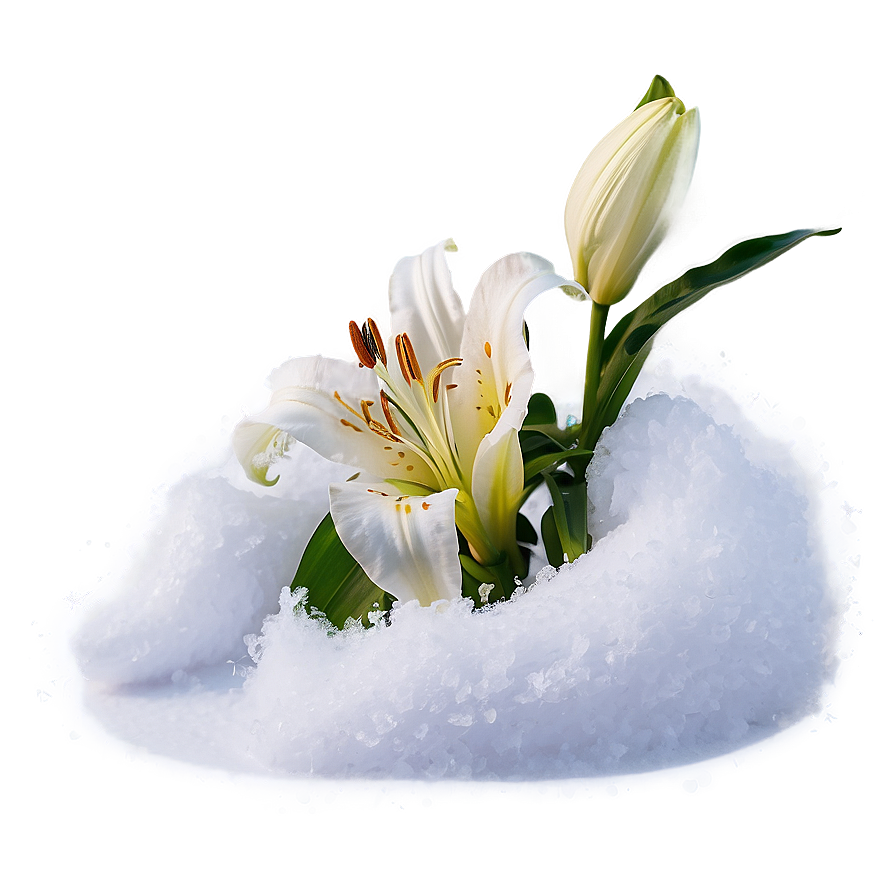 Lily Flower In Snow Png Kww PNG