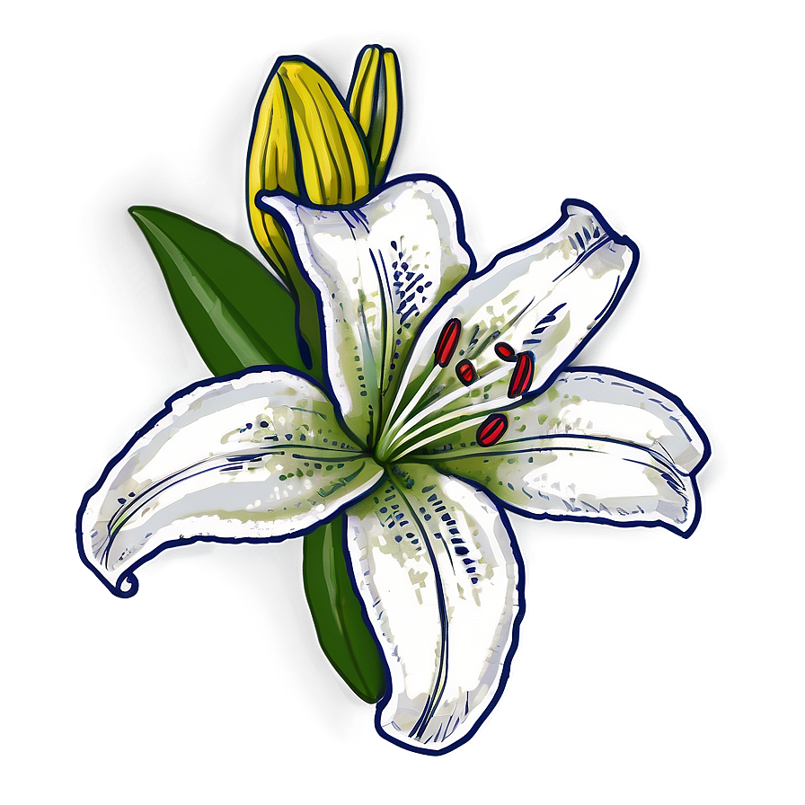 Lily Flower Sketch Png 06272024 PNG