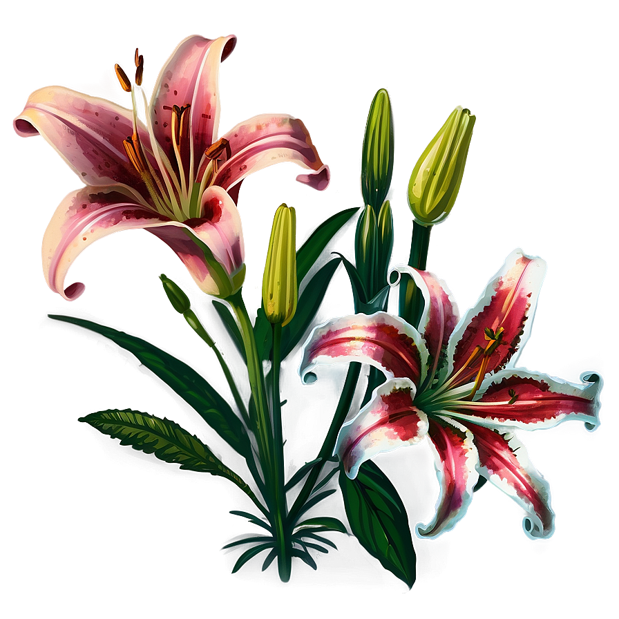 Lily Flower Sketch Png Voi58 PNG