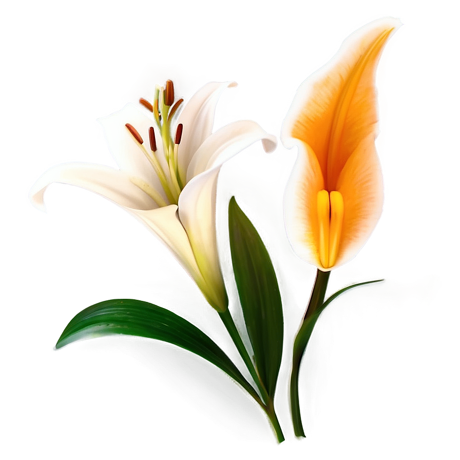 Lily Flower Sunset Scene Png 06272024 PNG