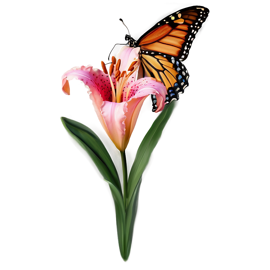 Lily Flower With Butterfly Png 06272024 PNG