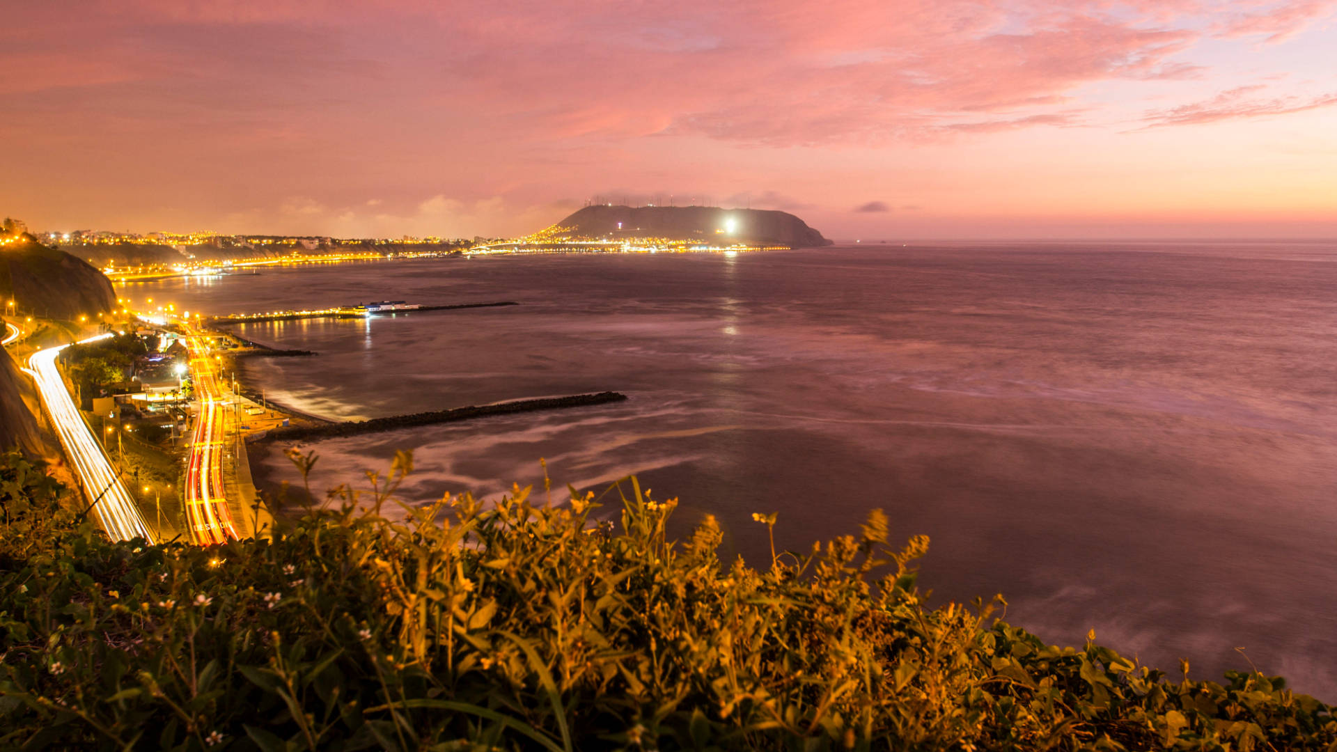 Download Lima Peru Shoreline Night View Wallpaper 