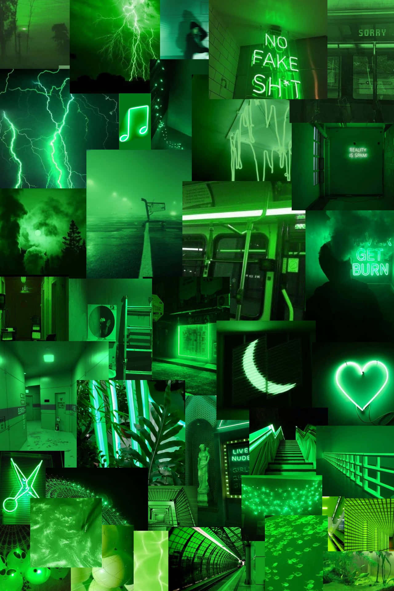 Lime Green Aesthetic Collage Tumblr Wallpaper