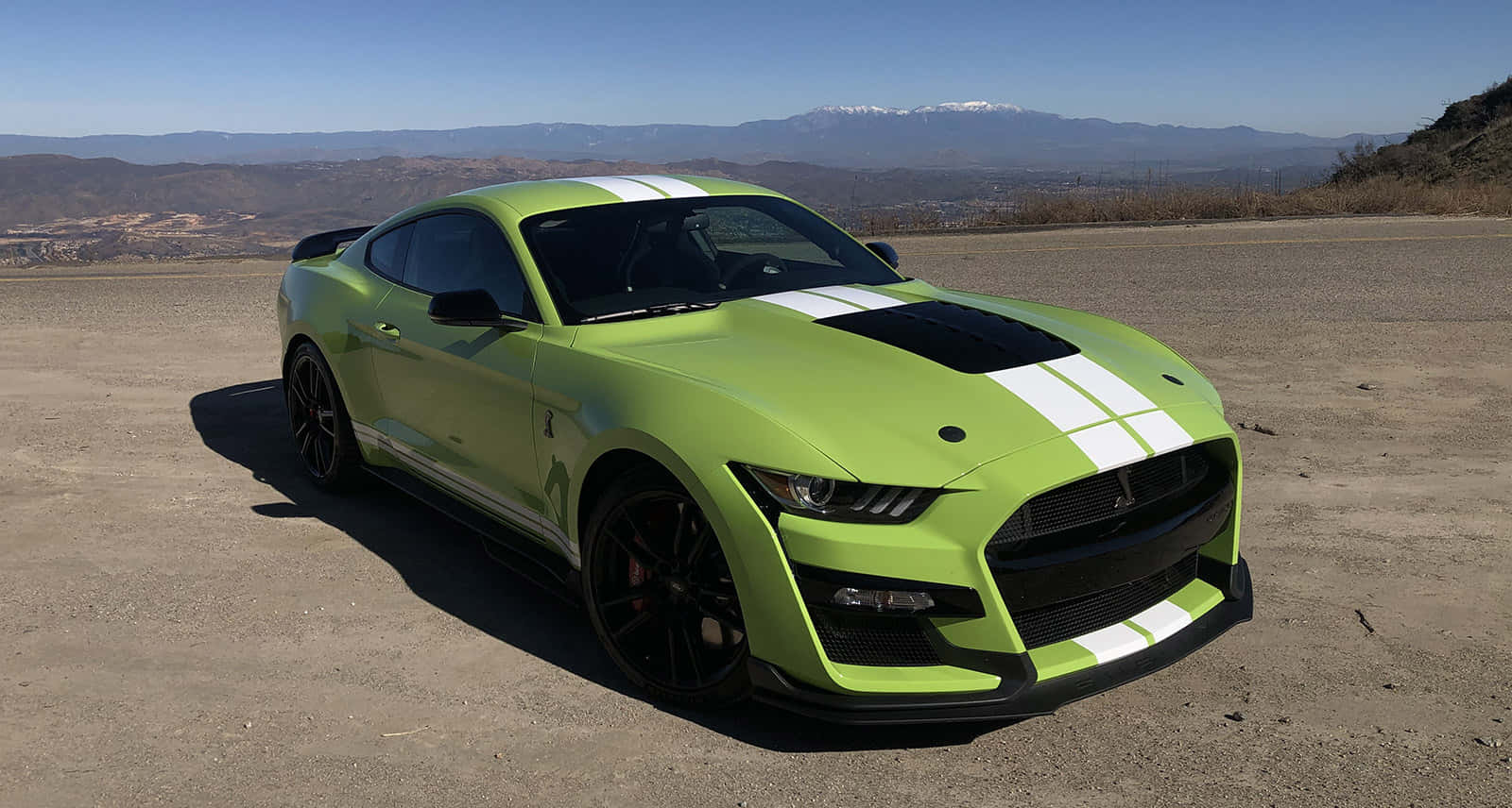 Lime Green Ford Mustang Shelby G T500 Mountain View Wallpaper