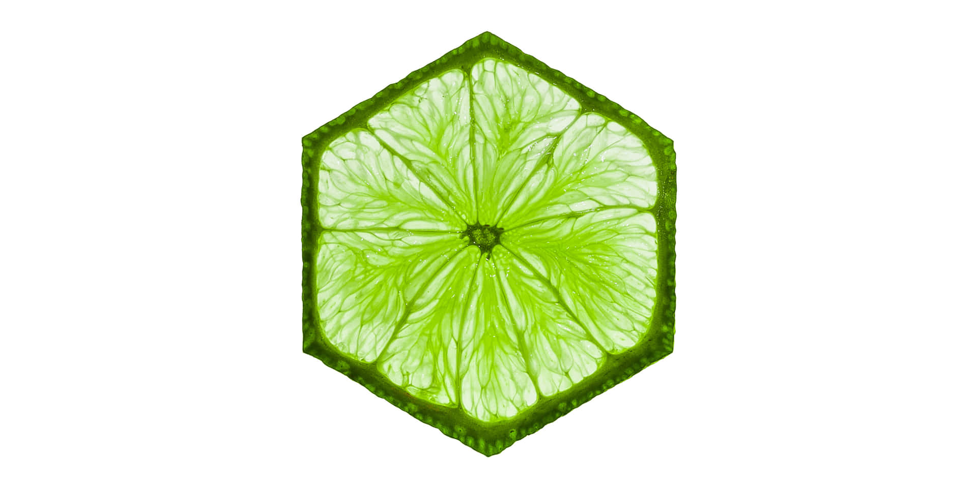 A Green Slice Of Lime On A White Background