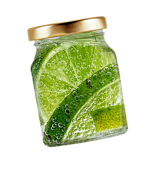 Lime Slicesin Glass Jar PNG