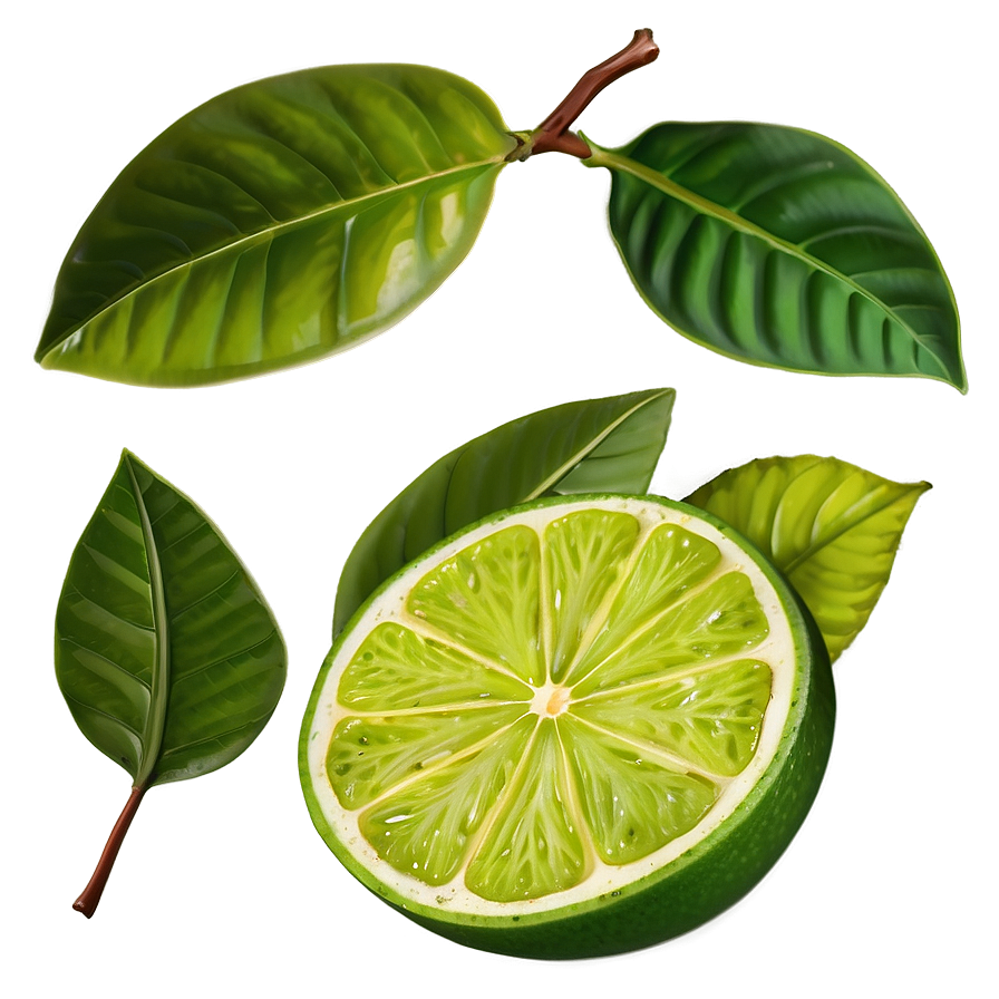 Lime With Leaf Png 05242024 PNG
