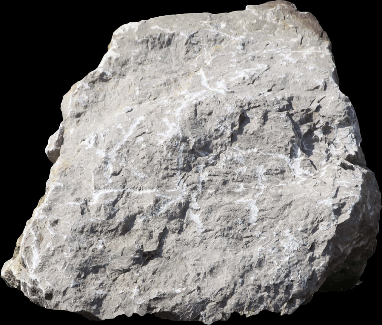 Limestone Rock Isolatedon Black PNG