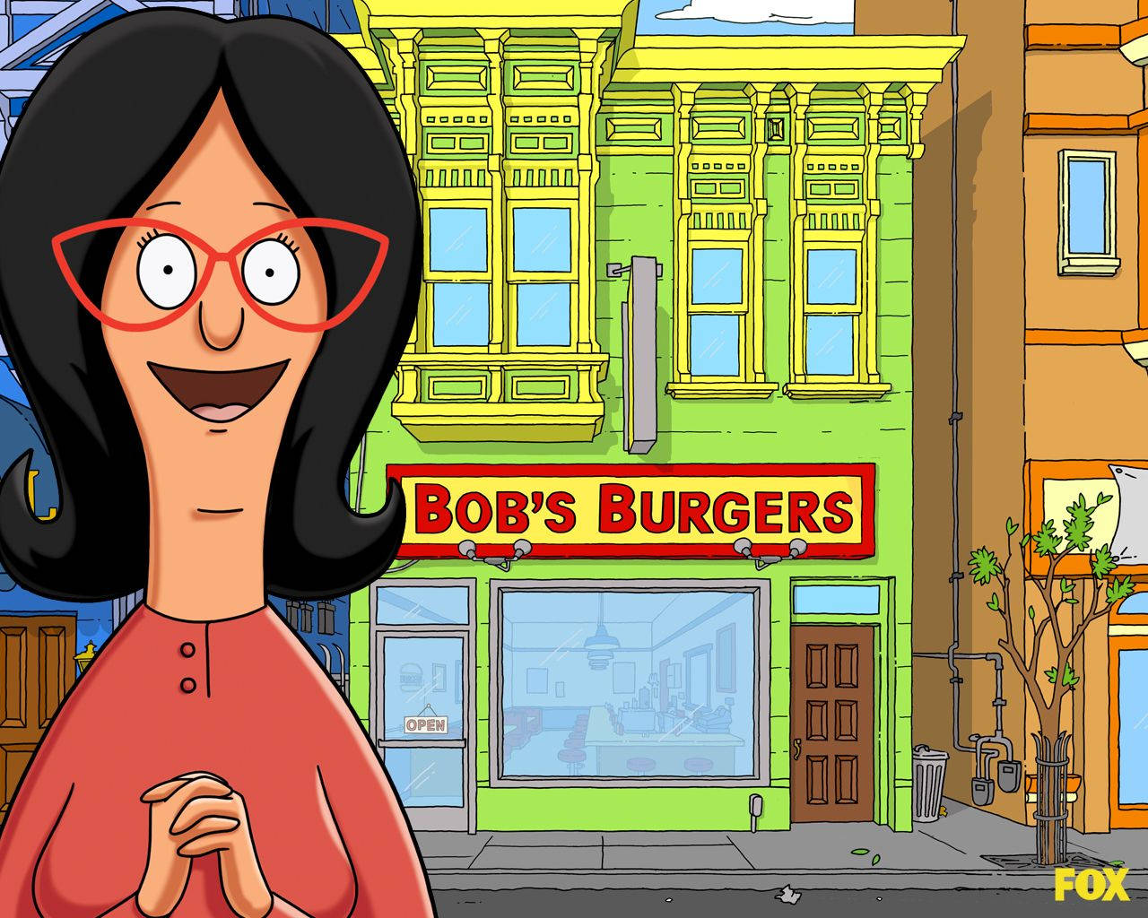 Linda In Front Of Bobs Burgers Wallpaper