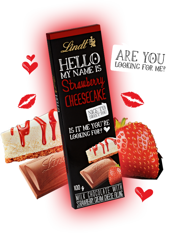 Lindt Hello My Name Is Strawberry Cheesecake Chocolate PNG
