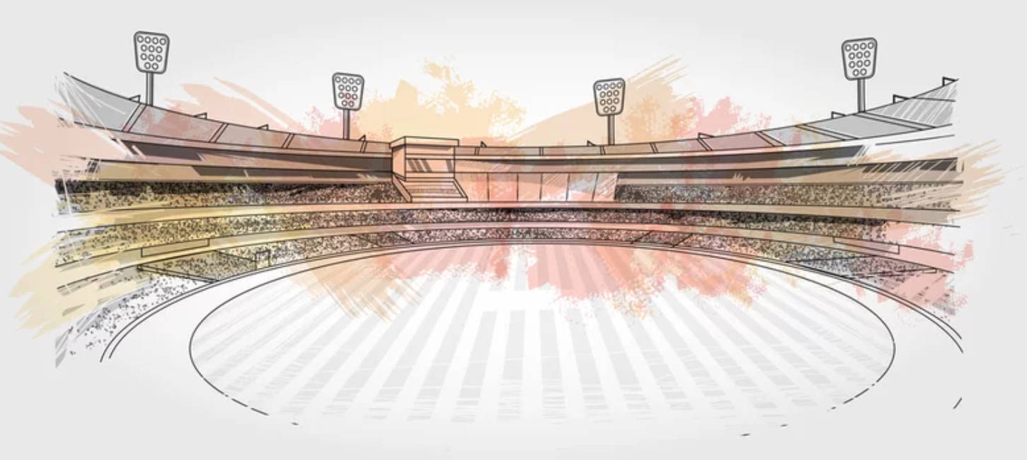 Dibujolineal De Un Campo De Cricket. Fondo de pantalla