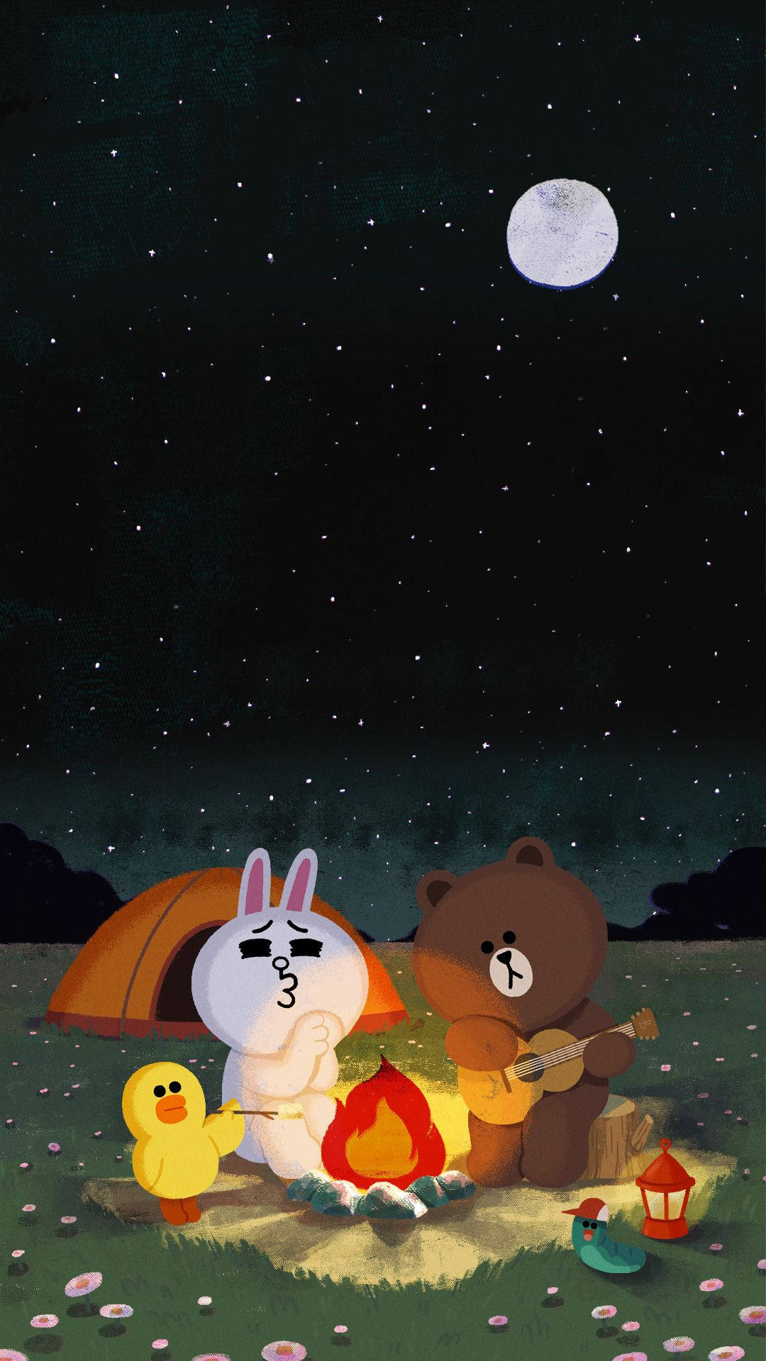 Line Friends Camping Background