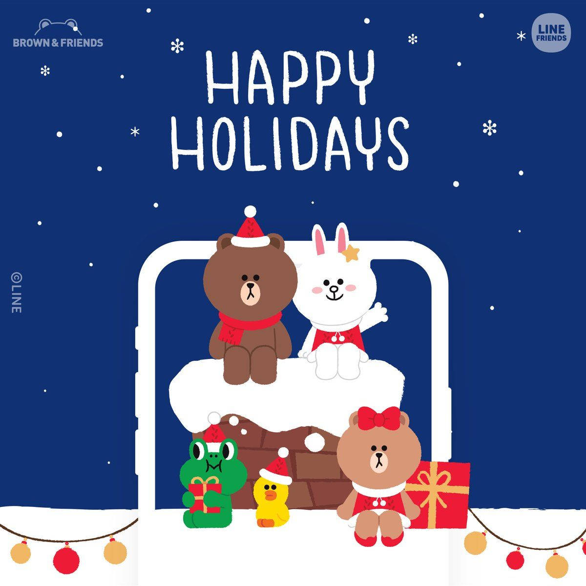 Escape the stress of the season and join the Line Friends for some holiday fun! Wallpaper