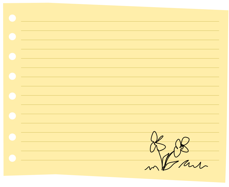 Lined Note Paperwith Floral Doodle PNG