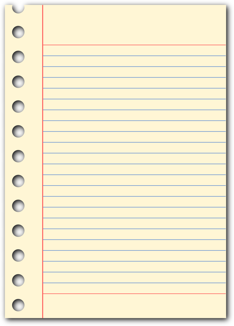 Lined Notebook Paper Clipart PNG