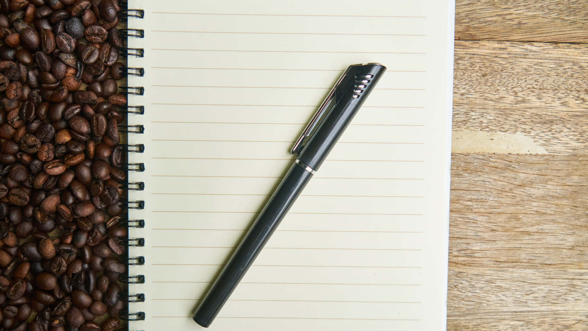 Notebook Og Pen Flad Lægfotografi Lined Papir Baggrund