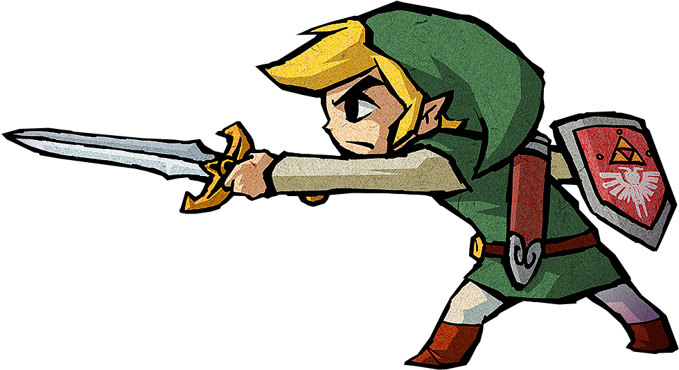 Link Action Posewith Swordand Shield PNG