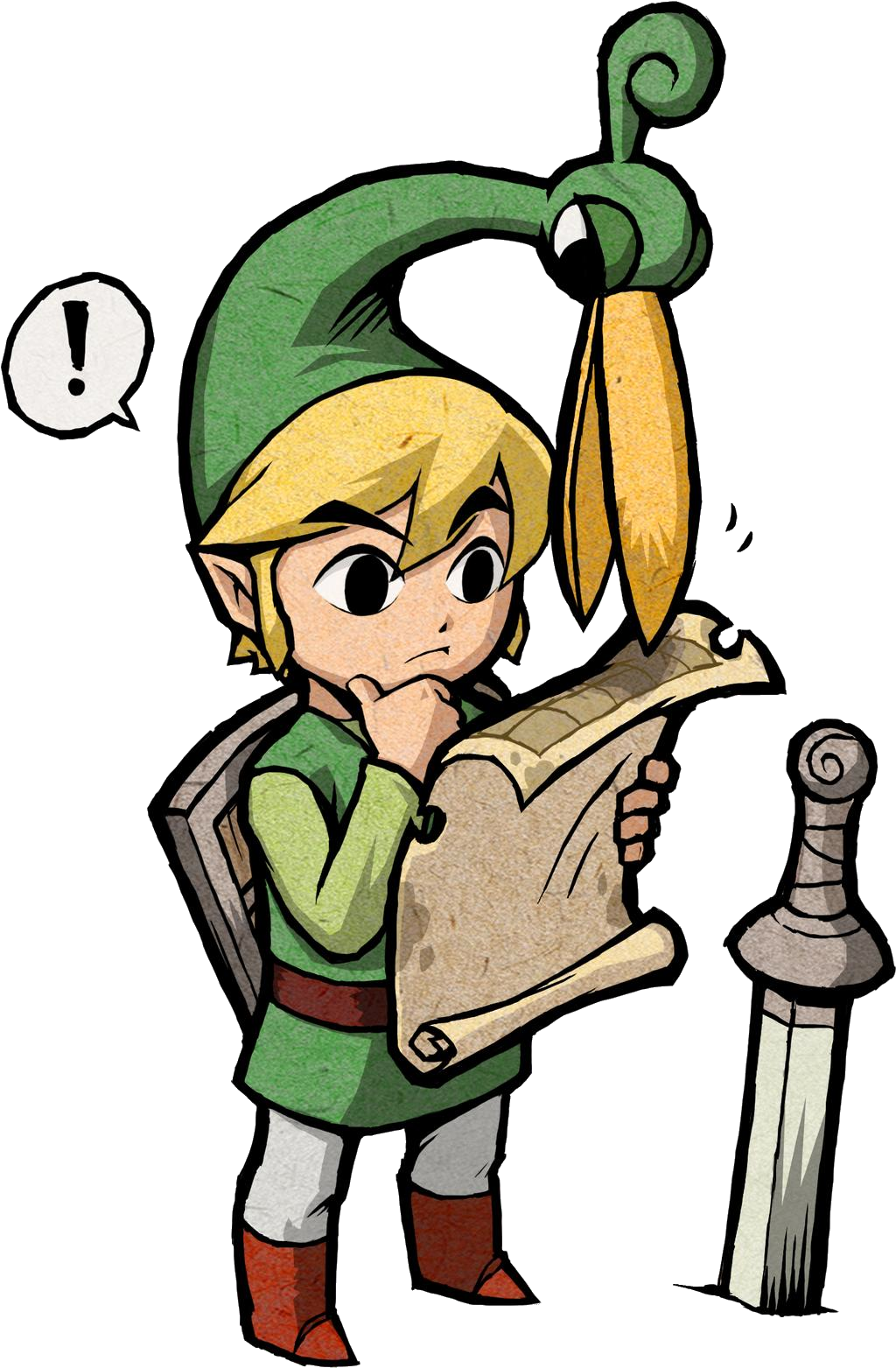 Link Reading Map With Sword PNG