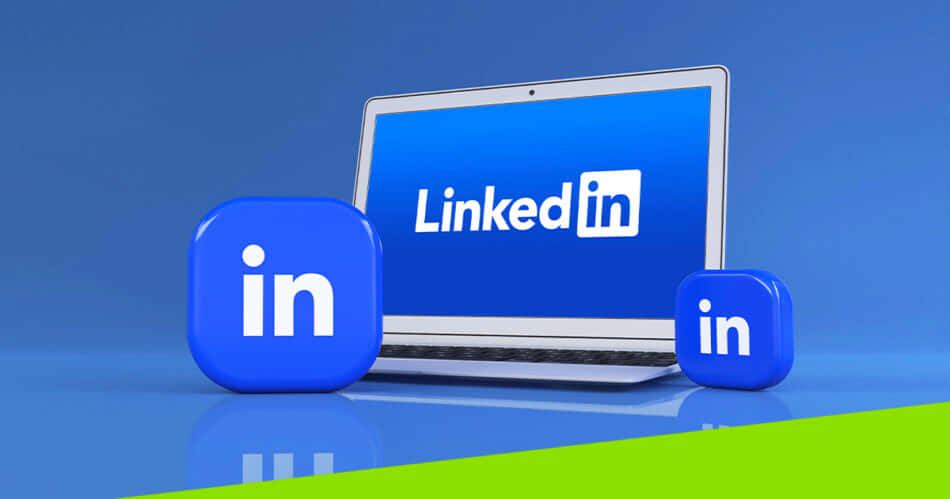 Linkedin Blue Logo And Laptop Background
