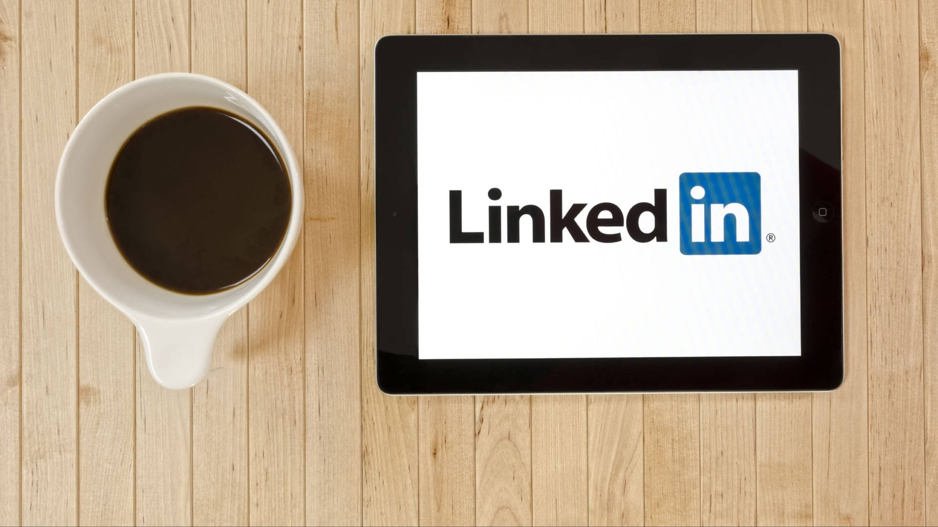 LinkedIn Coffee Flat Lay Wallpaper