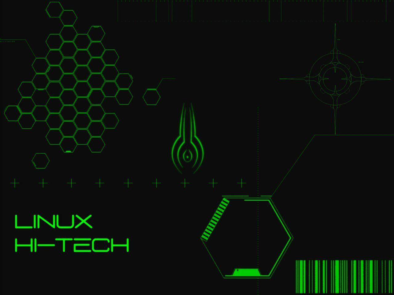 Linux Desktop Graphic Layout In Neon Green Wallpaper