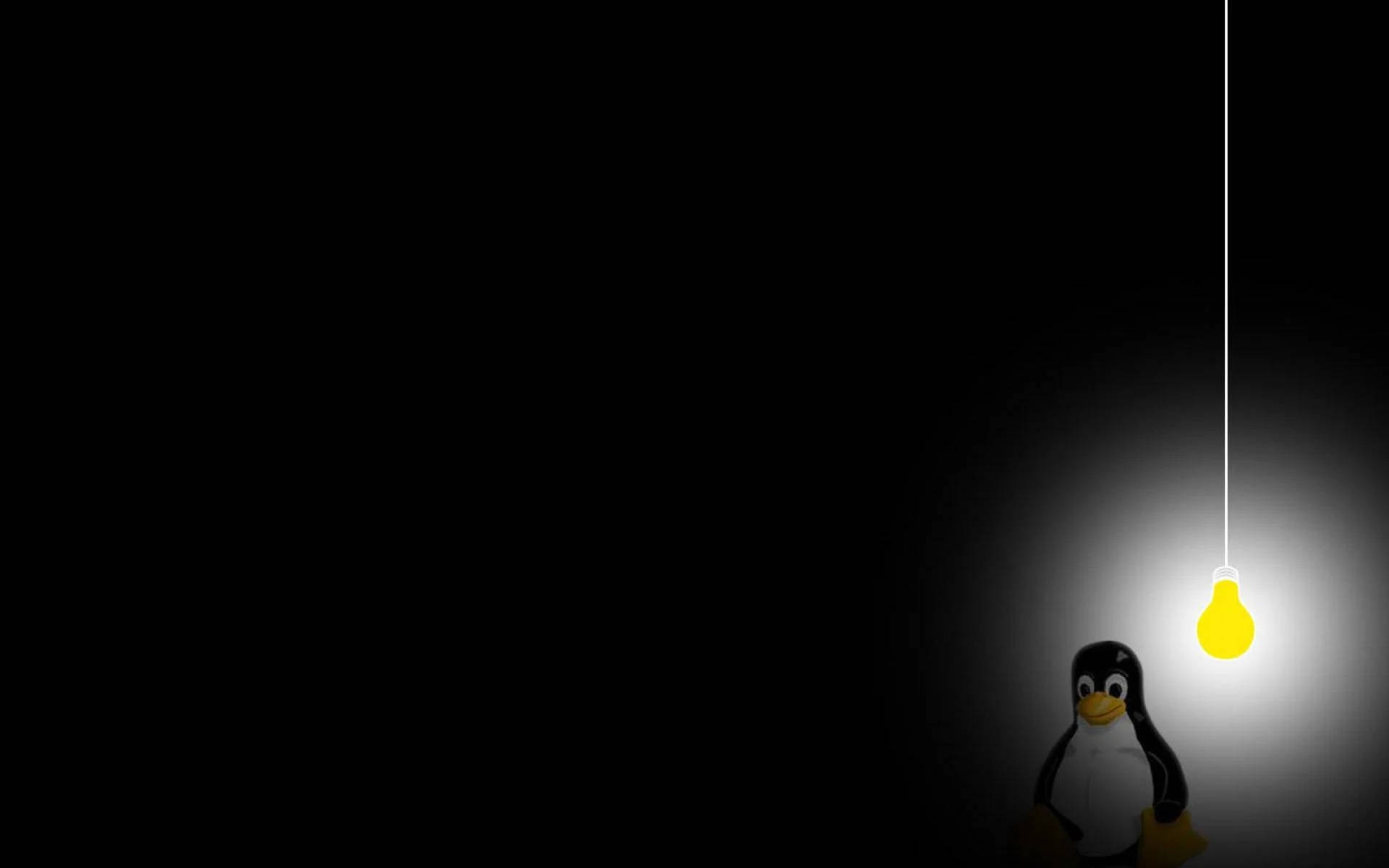 Linux Desktop Official Mascot Tux In The Dark Background
