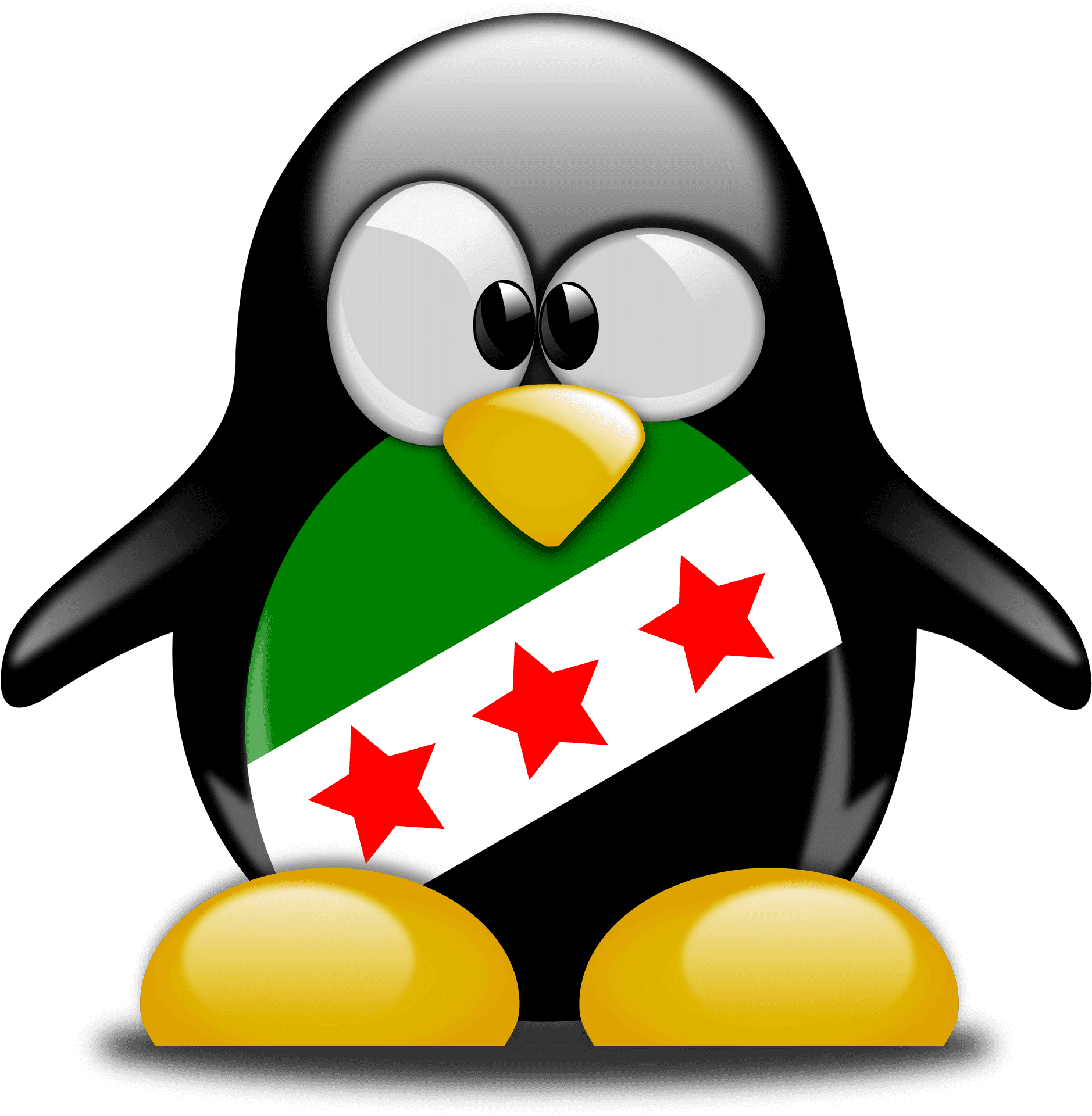 Linux Mascot Tux Syria Flag PNG