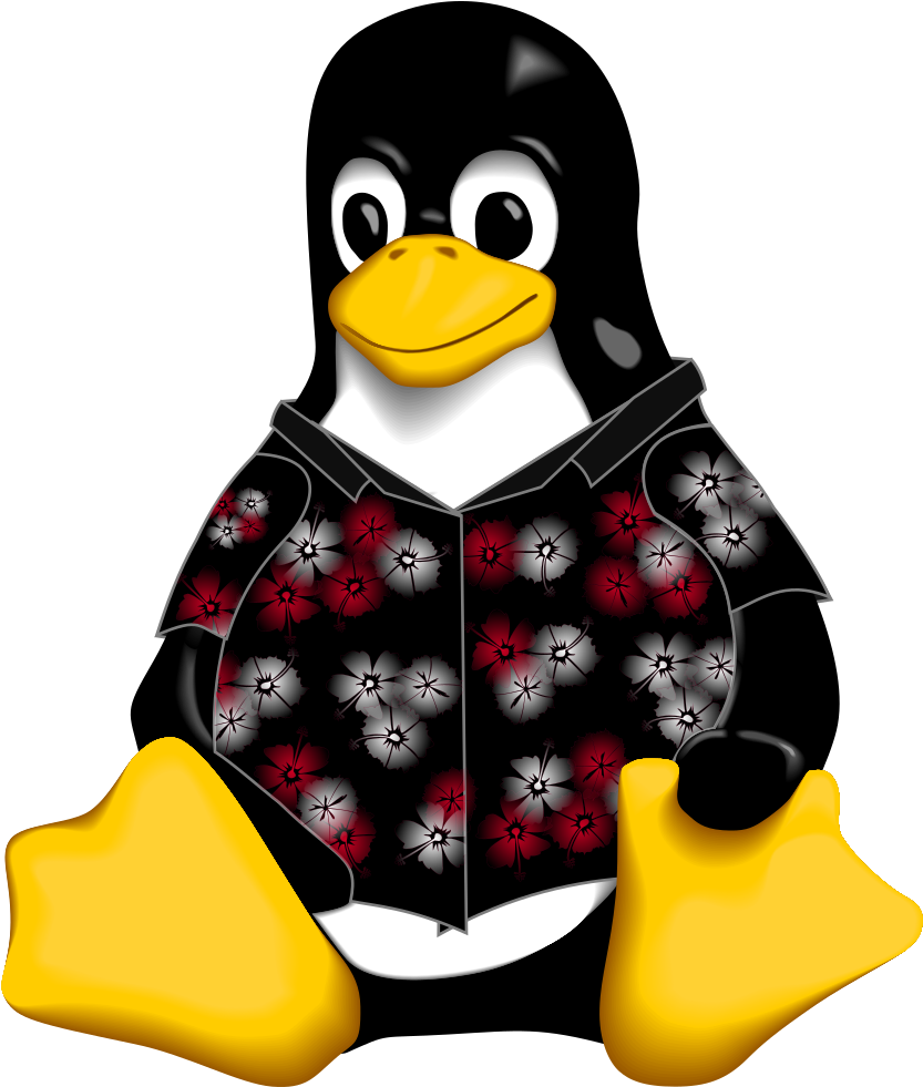 Linux Mascot Tuxwith Hawaiian Shirt PNG