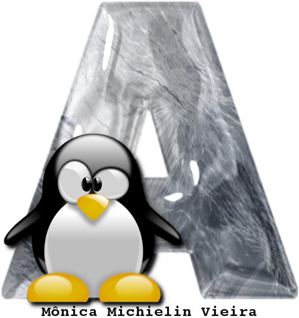 Linux Penguinwith Crystal Letter A PNG