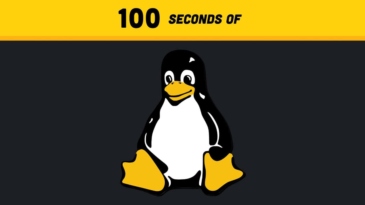 En penguin med ordene 100 sekunder af linux