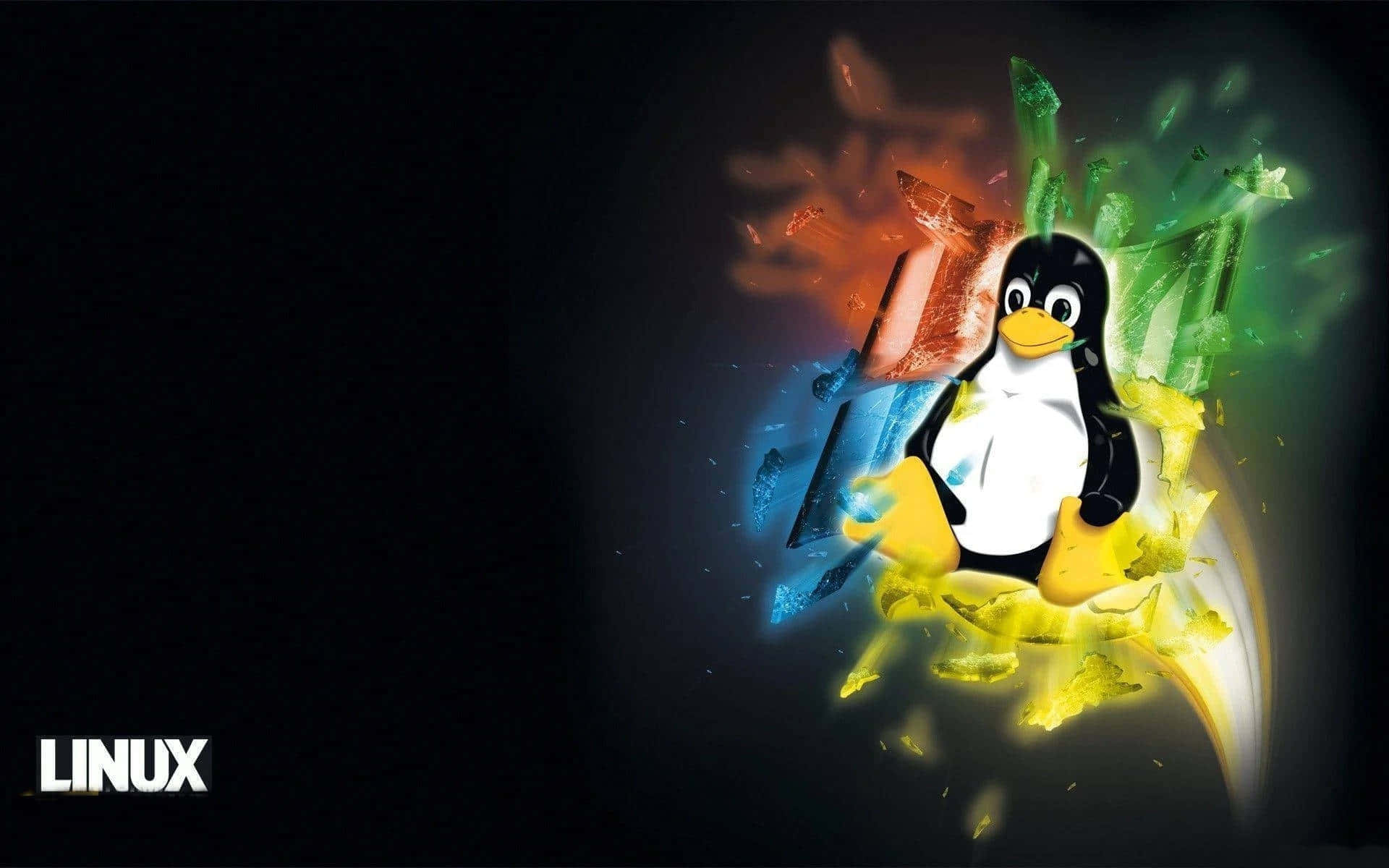 Udforsk den utrolige verden af Linux med dette abstrakte tapet!
