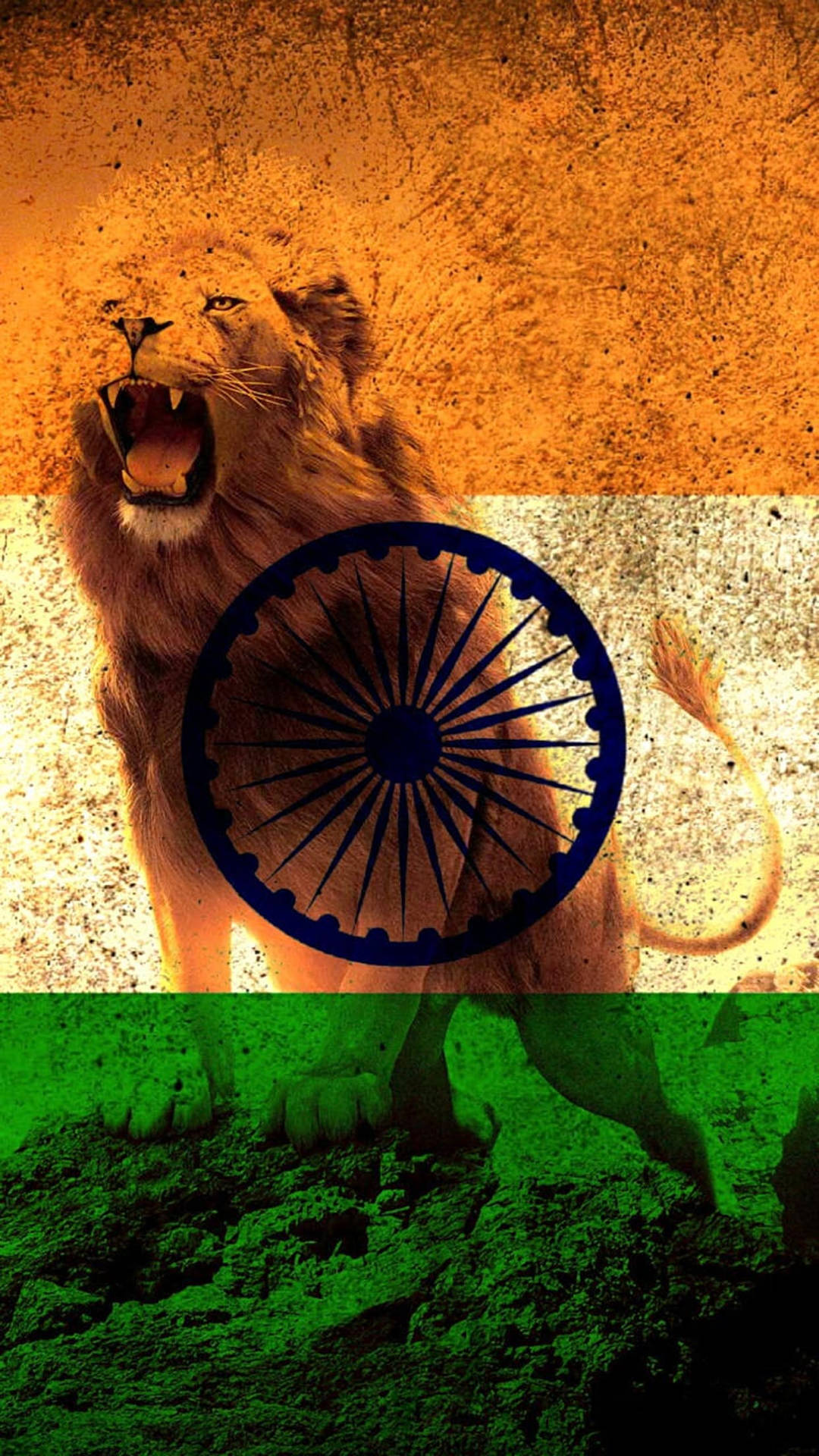 Lion And Indian Flag Mobile Wallpaper