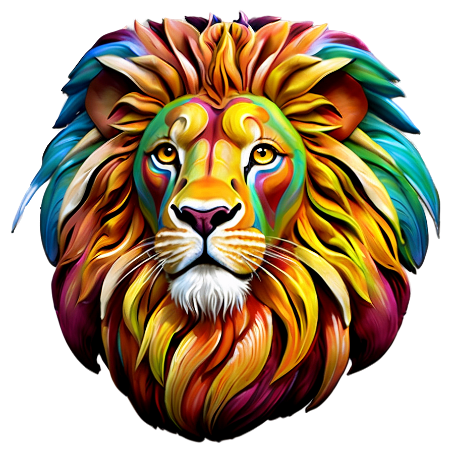 Lion Colorful Art Png 05032024 PNG
