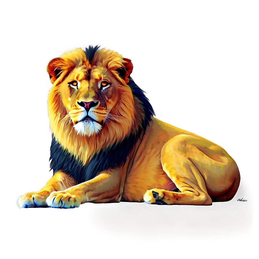 Lion Colorful Art Png Bgw PNG