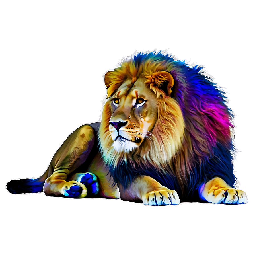 Lion Colorful Art Png Glm27 PNG