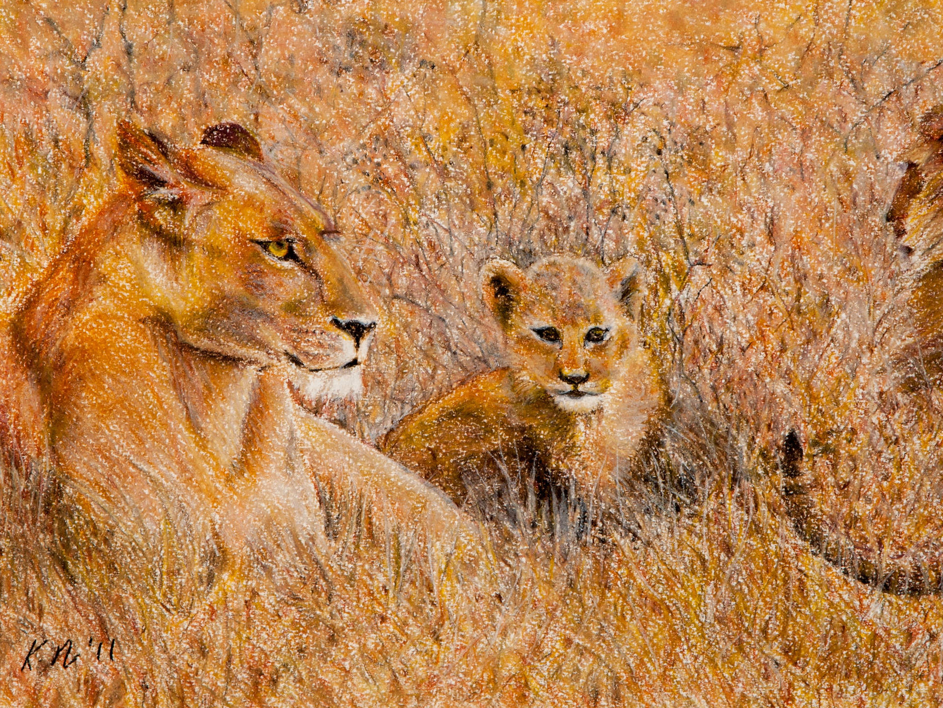 Lion Cub Pastel Art