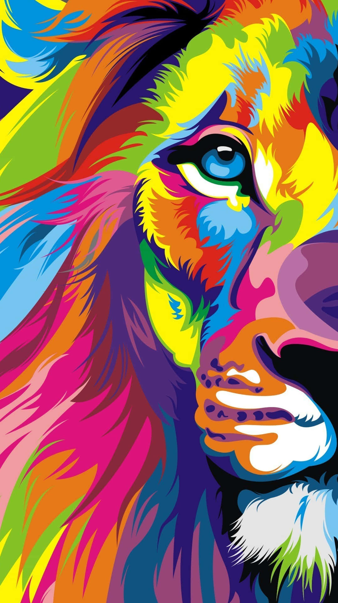 Lejonansiktefärgglad Konst Wallpaper