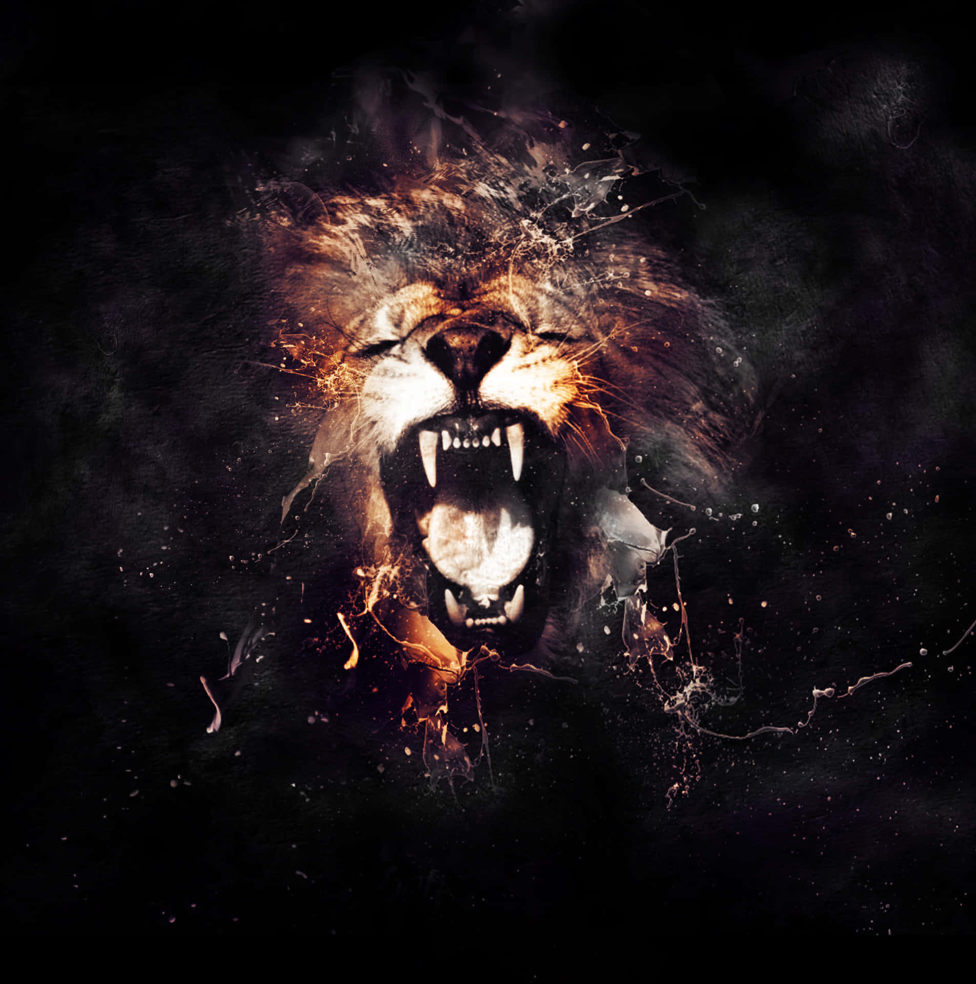 Lion Face Dark Art Wallpaper