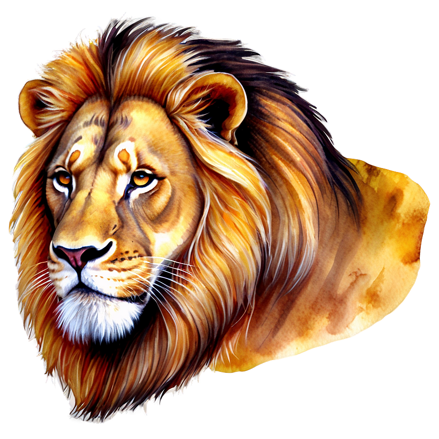 Lion Face Watercolor Png 06122024 PNG