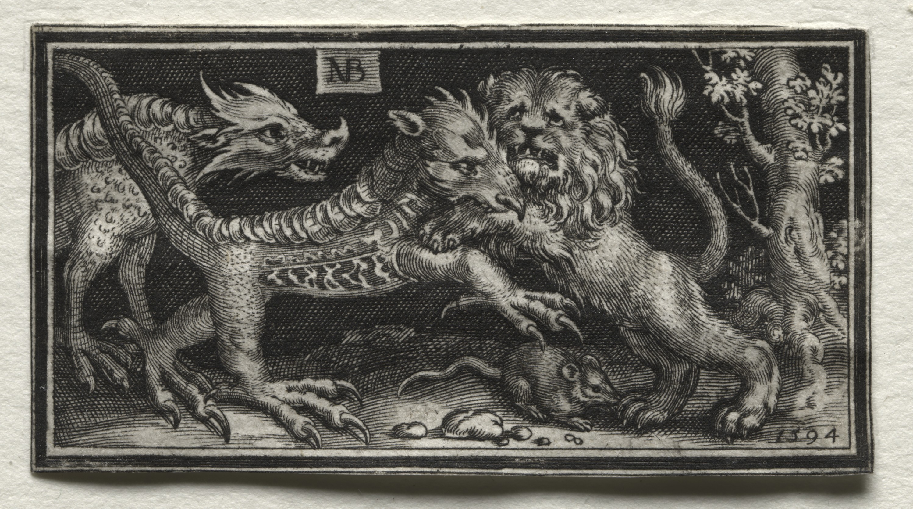 Lion Fighting two Beasts Wallpaper