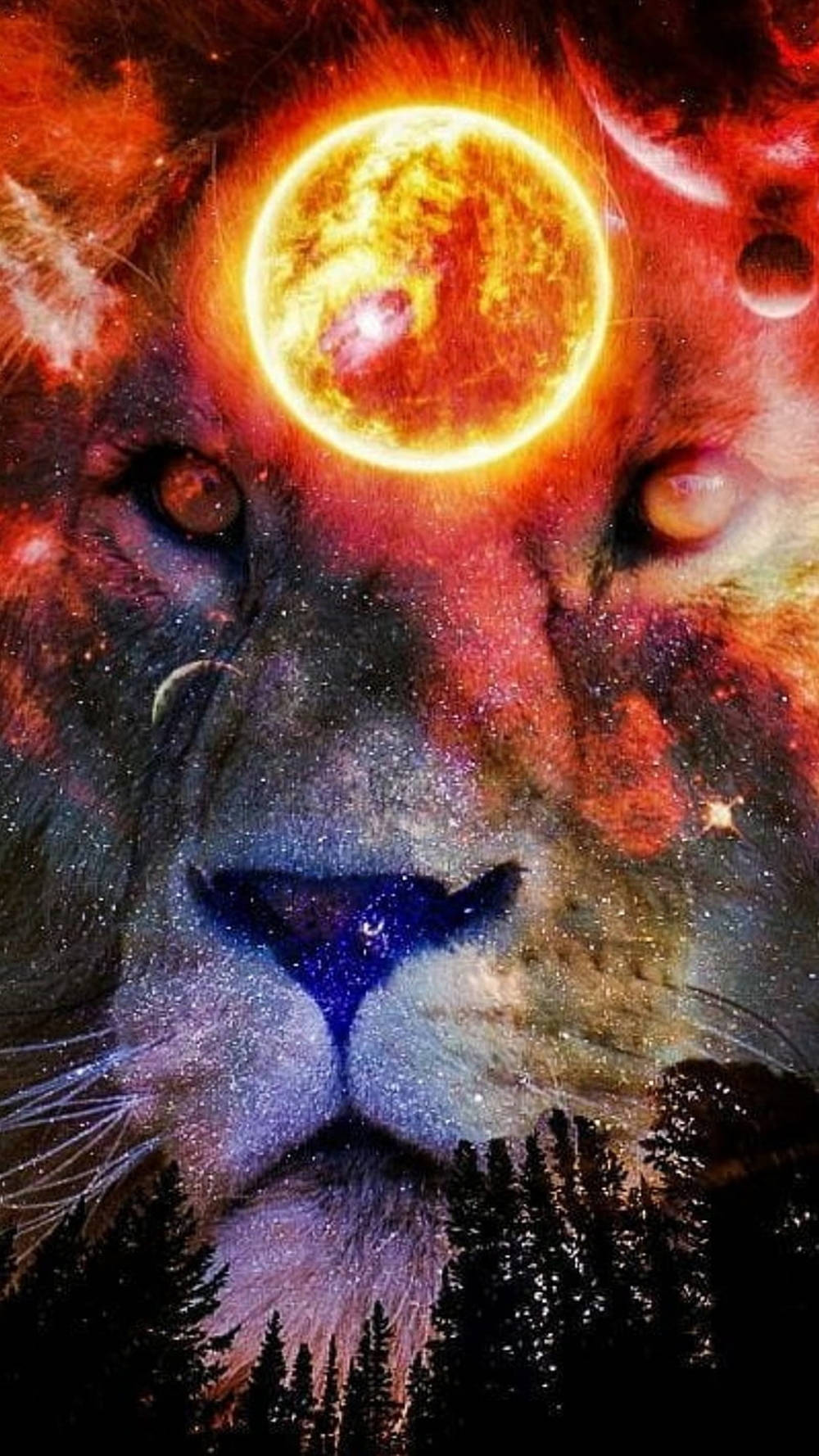 Lion Galaxy Moon Background