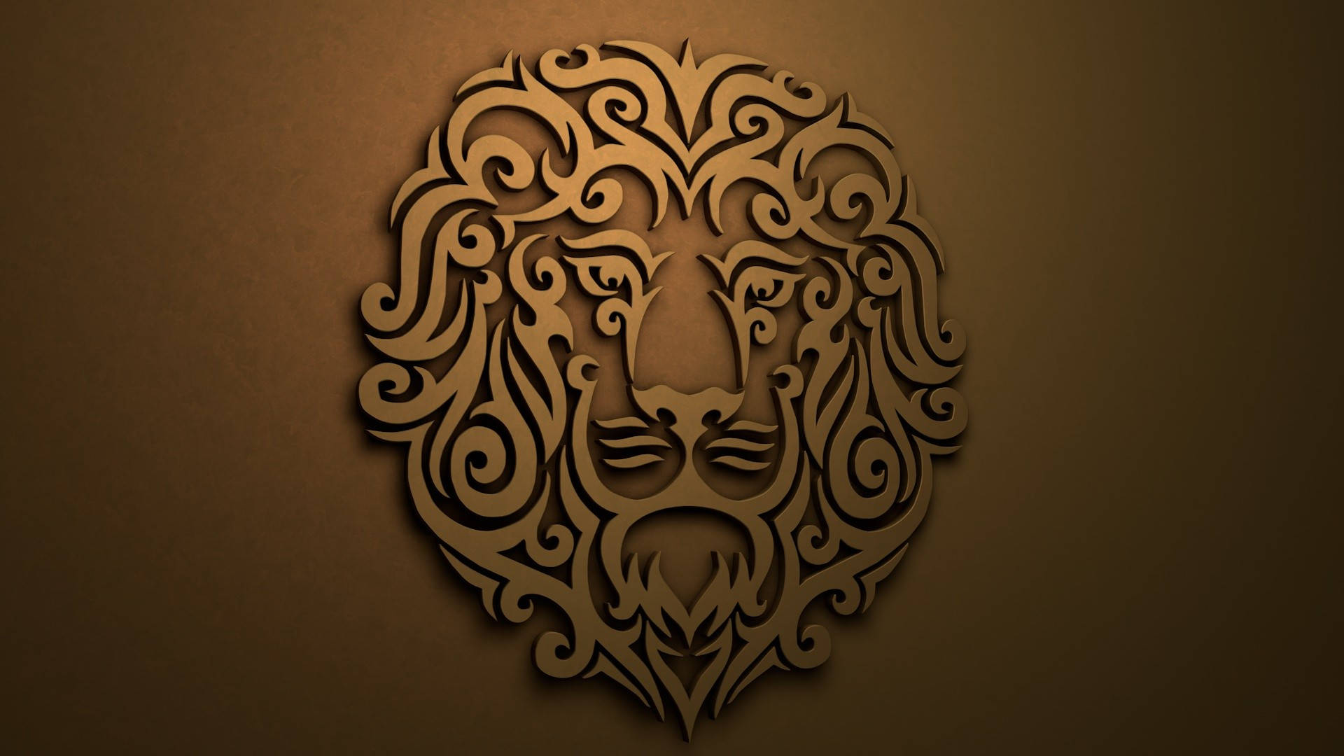 Lejonhuvudbrun Väggskulptur Wallpaper