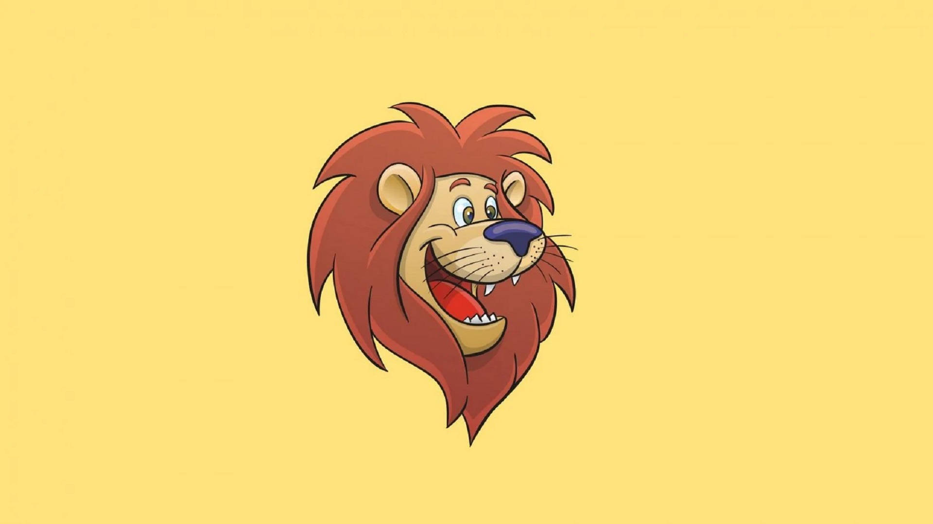 Lion Hoved Tegneserie I Gul Farve Wallpaper