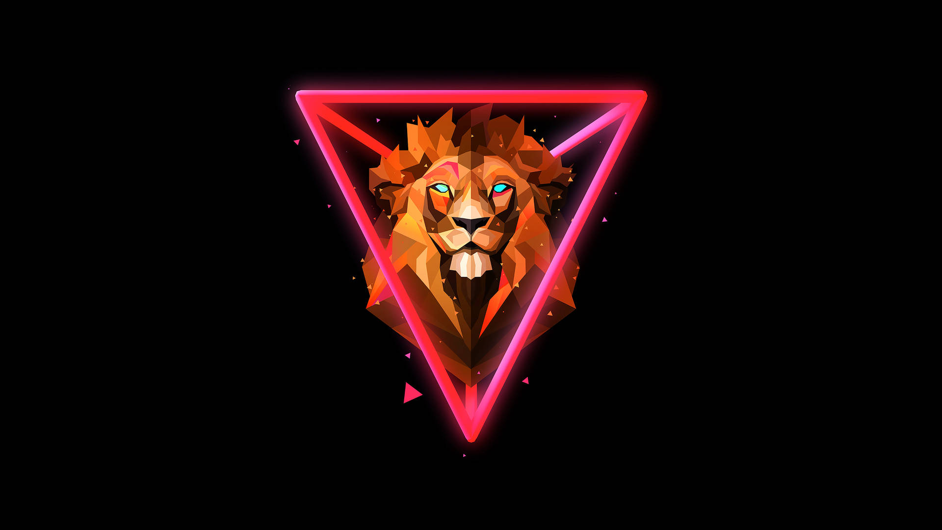 Cabeçade Leão Em Triângulo Rosa. Papel de Parede