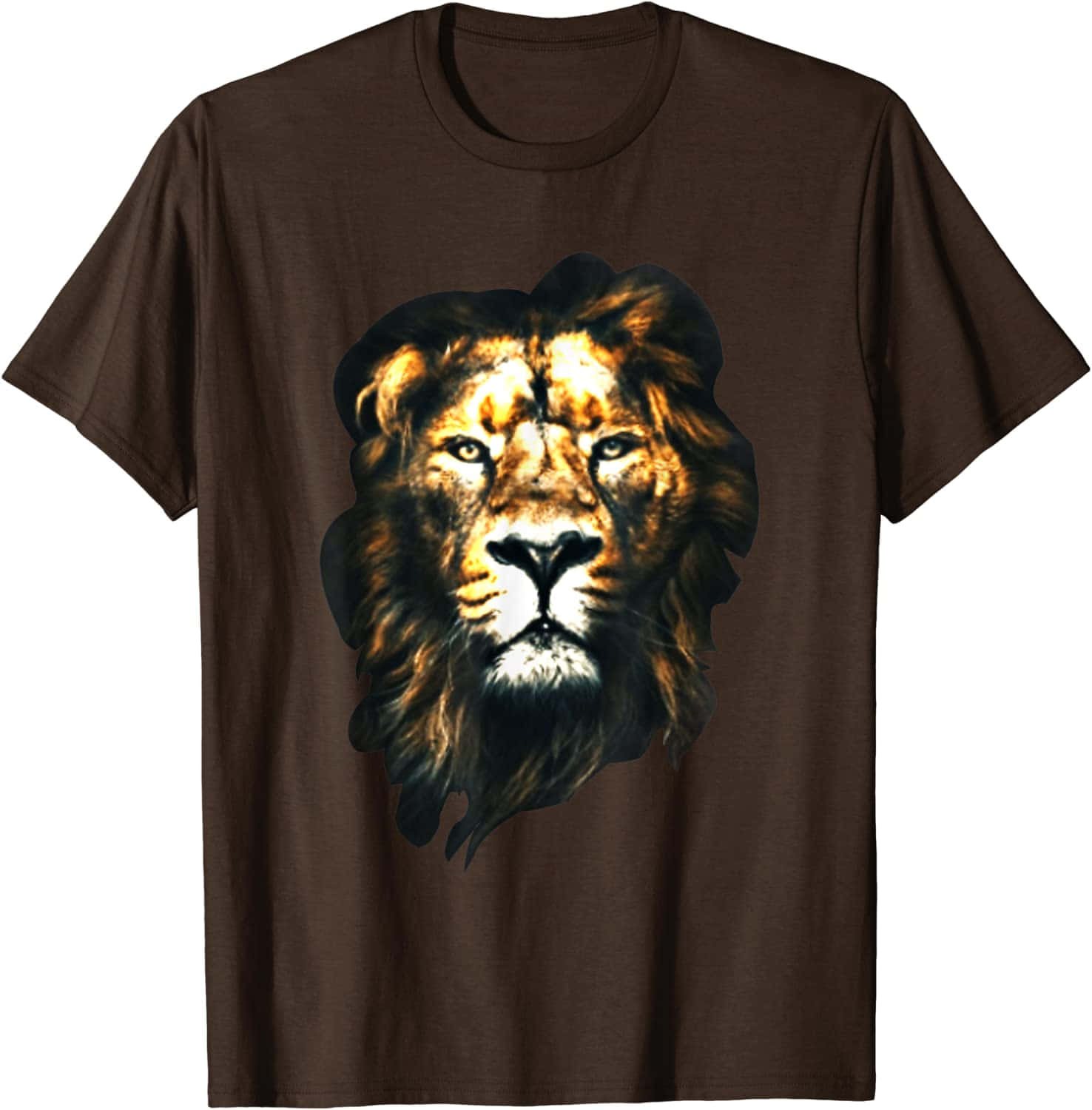 A Lion Head On A Brown T - Shirt