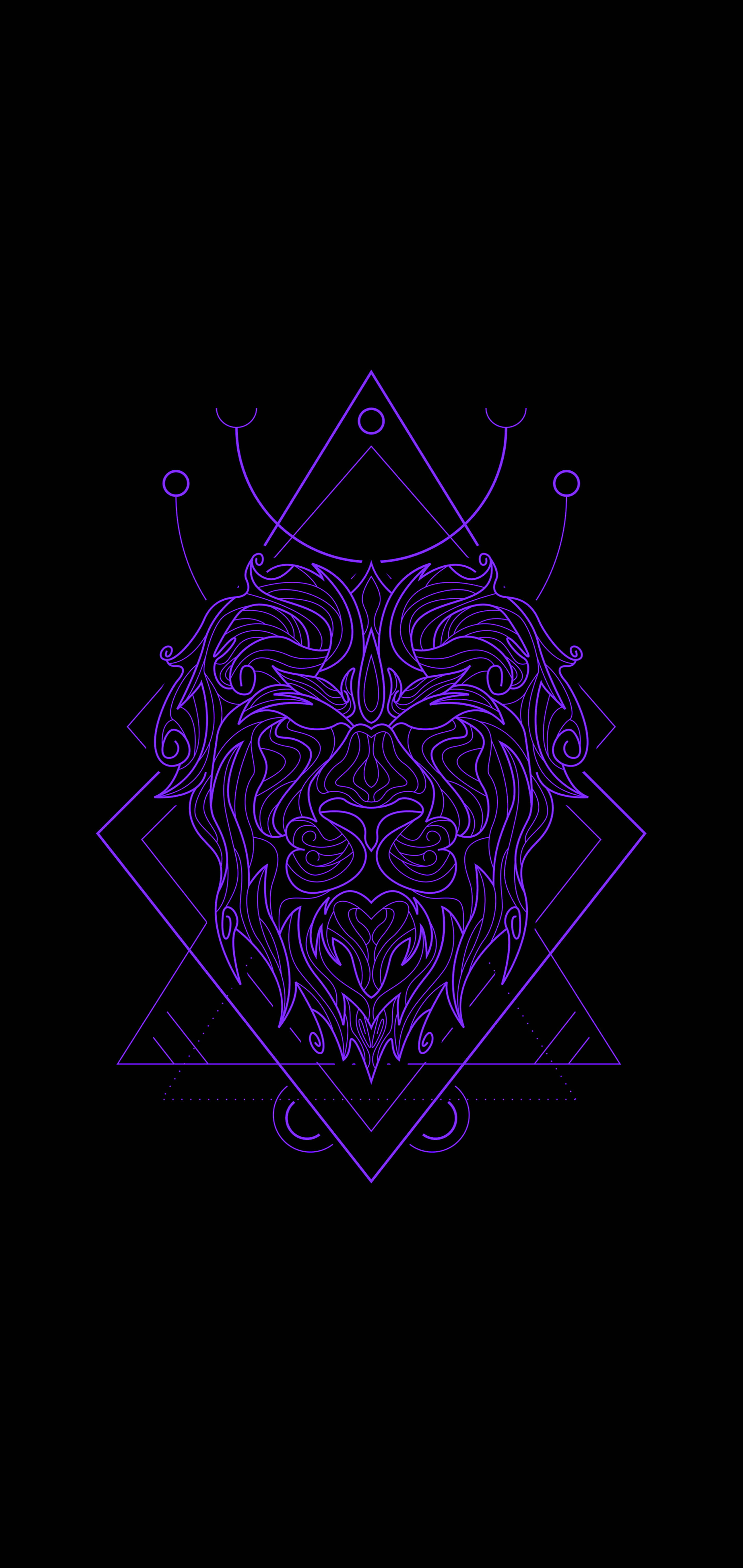 Lion Illustration Black And Purple Phone Wallpaper