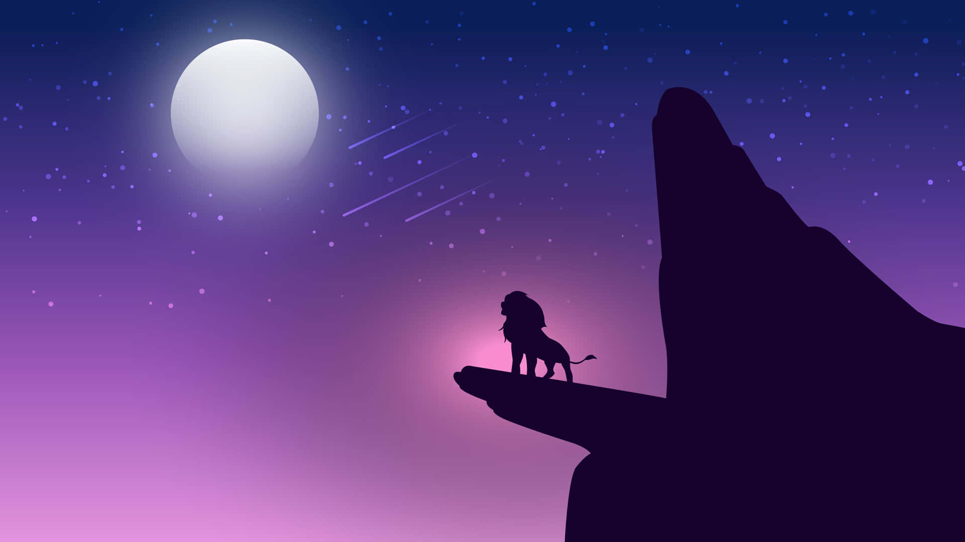 A Lion Standing On A Cliff At Night Wallpaper