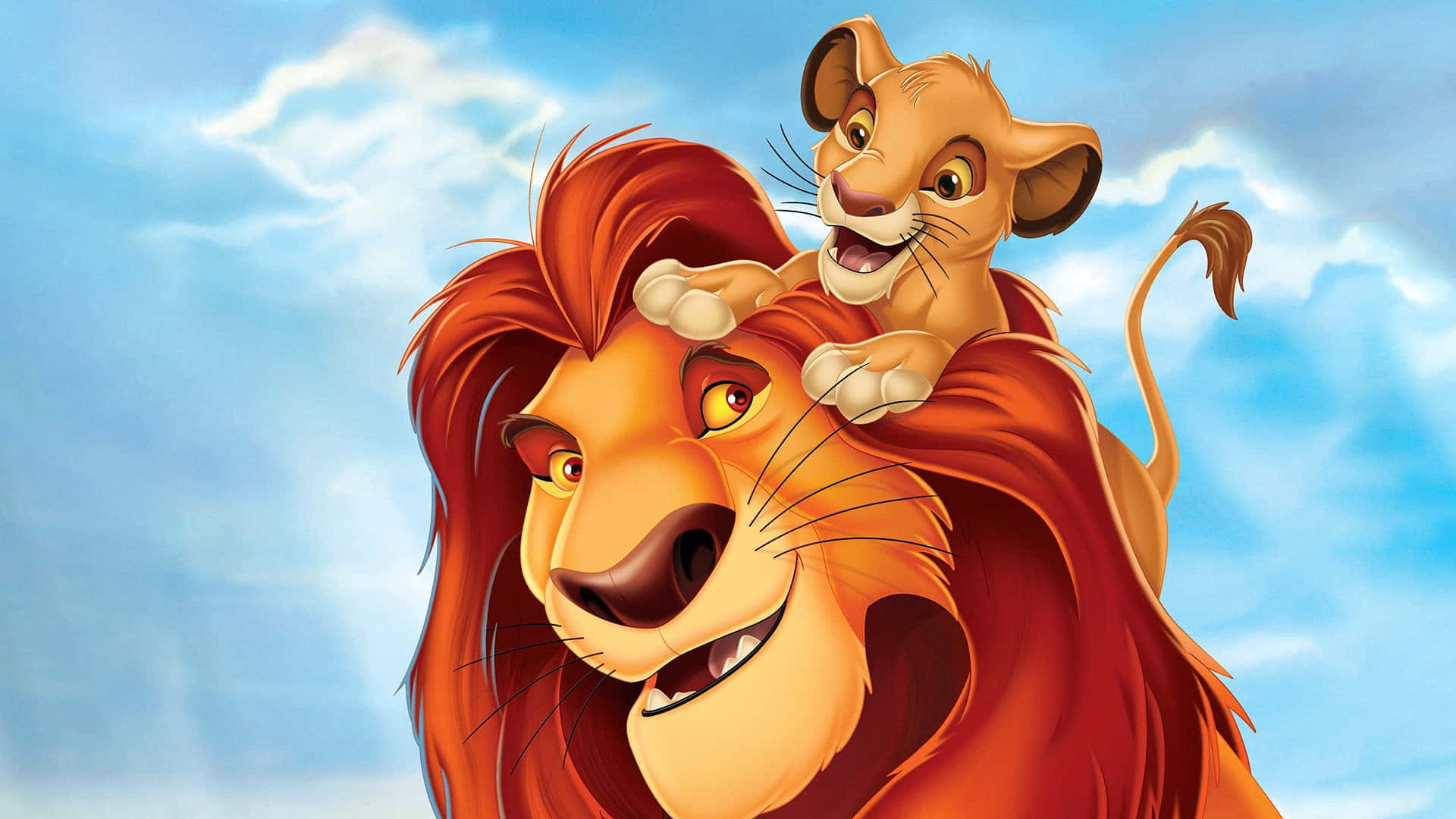 Löwenkönigmufasa Und Junges Simba Bild