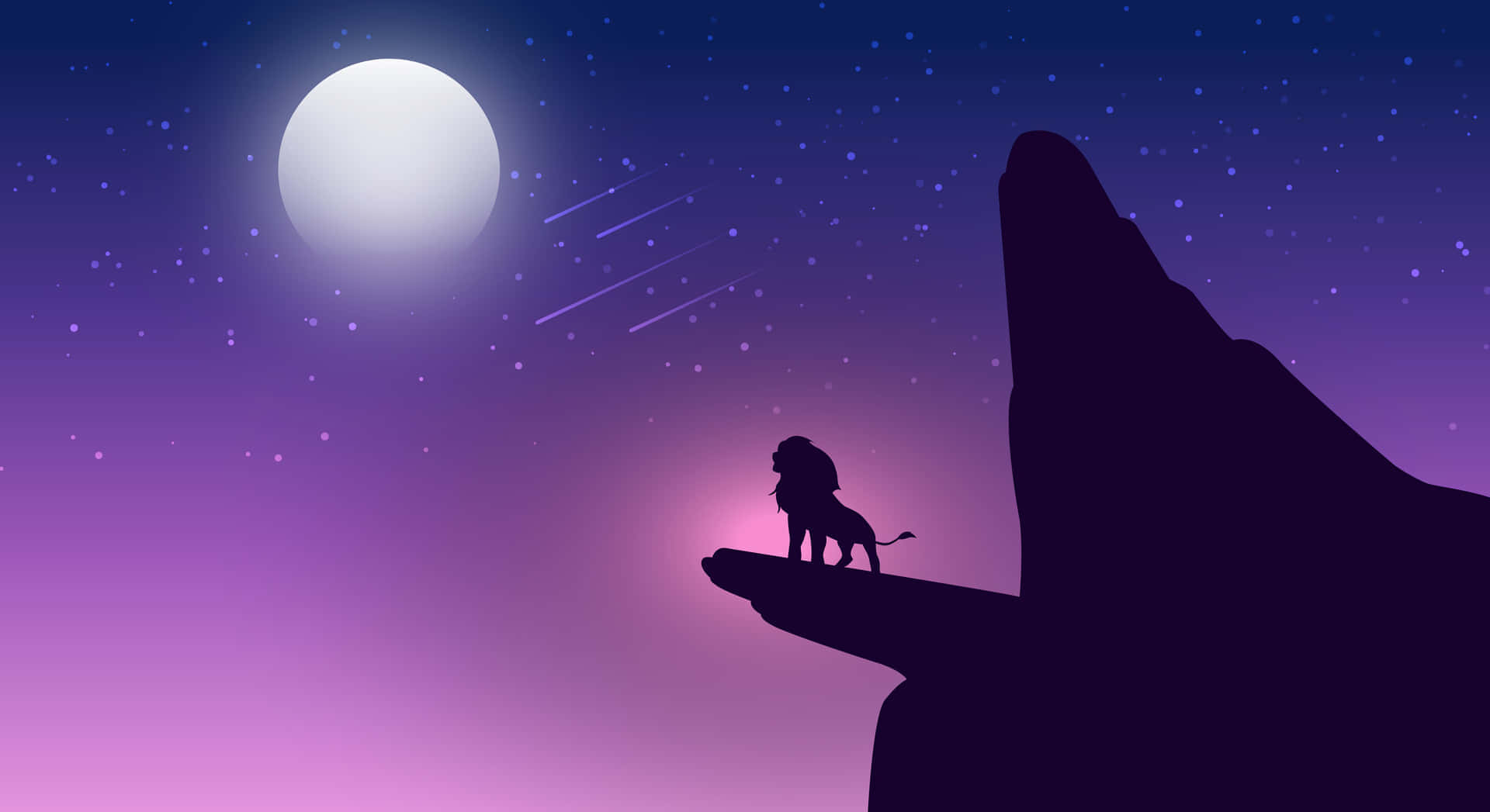 Lion King Simba Cliff Moonlight Wallpaper